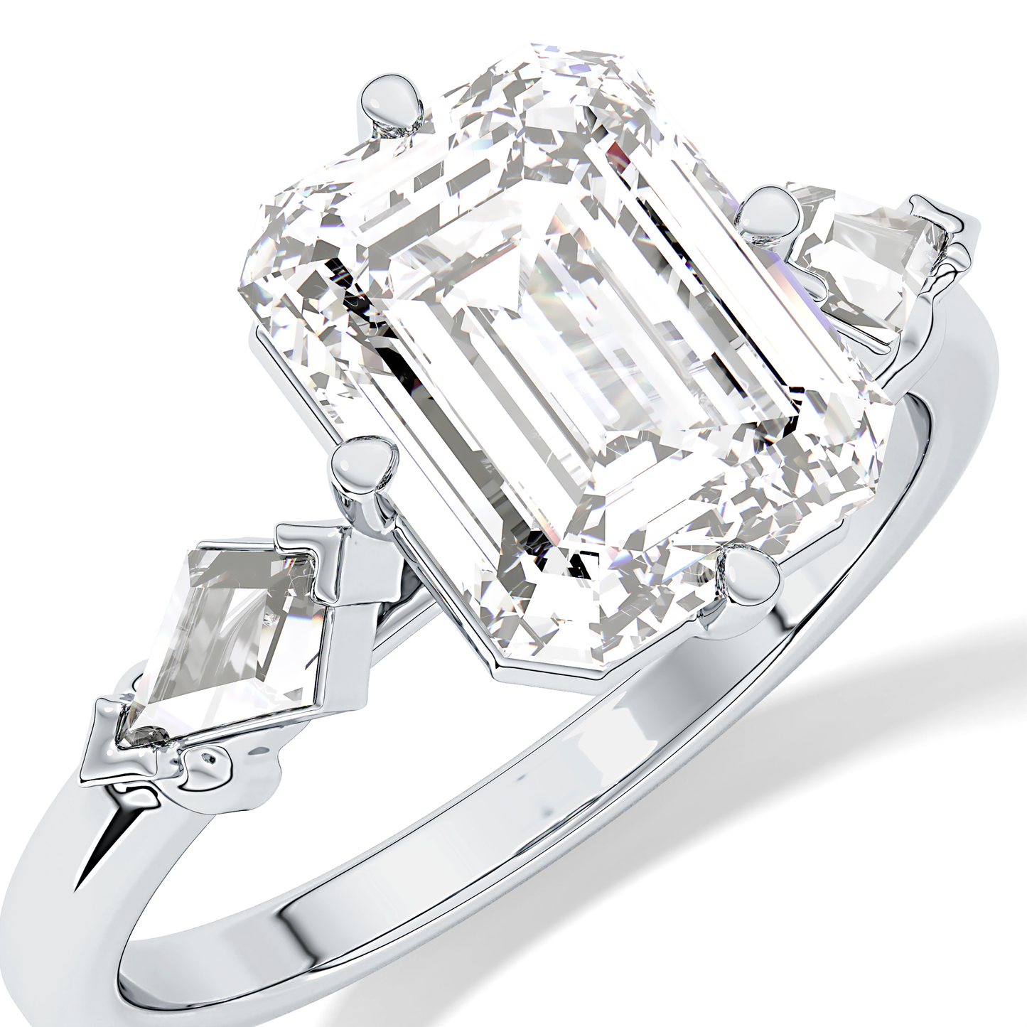 Emerald Solitaire Lab Grown Diamond Engagement Ring