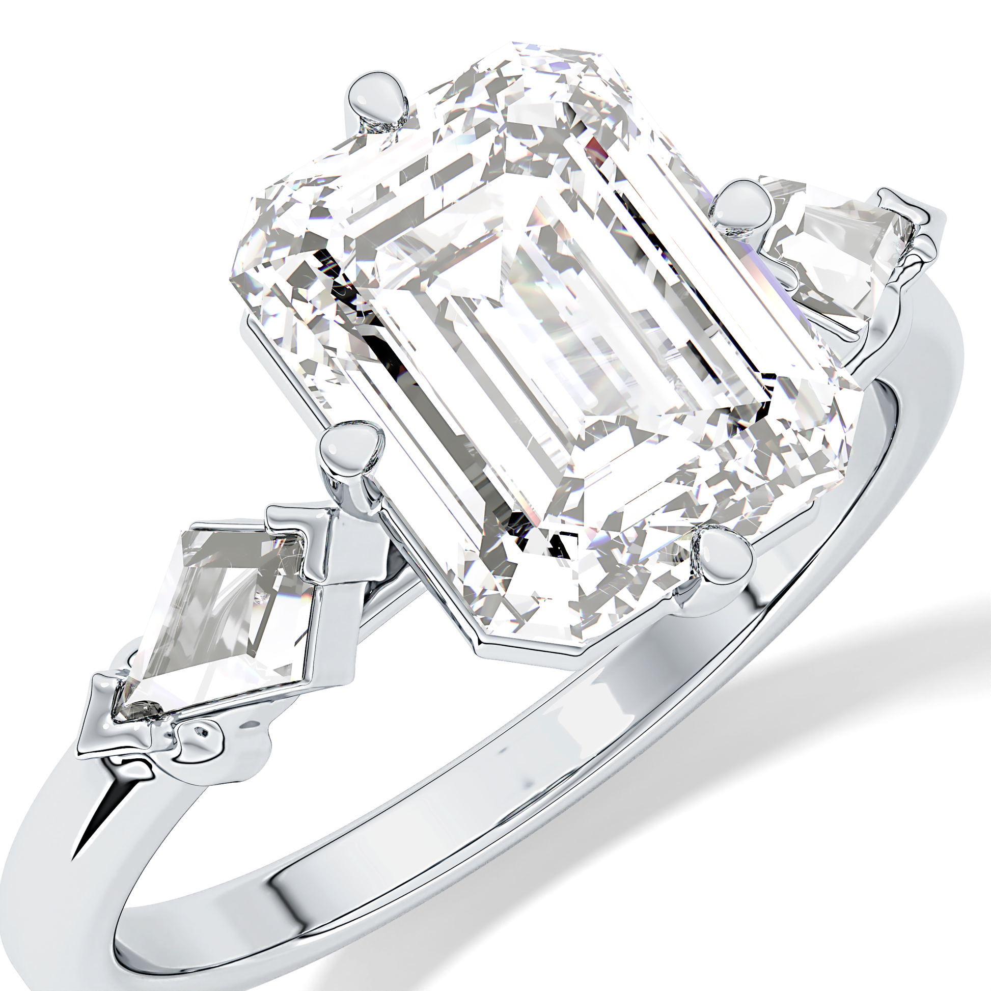 Emerald Solitaire Lab Grown Diamond Engagement Ring