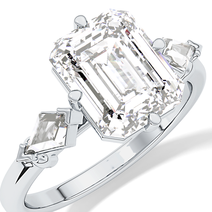 Emerald Solitaire Lab Grown Diamond Engagement Ring