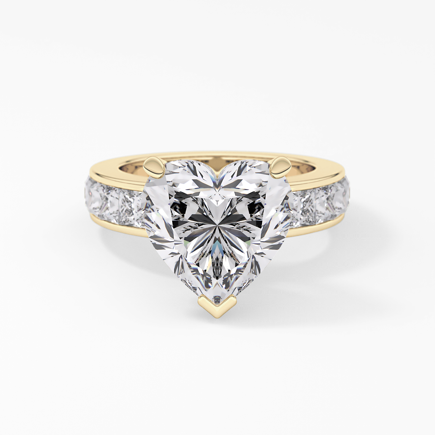 Heart Channel Pave Lab Grown Diamond Engagement Ring