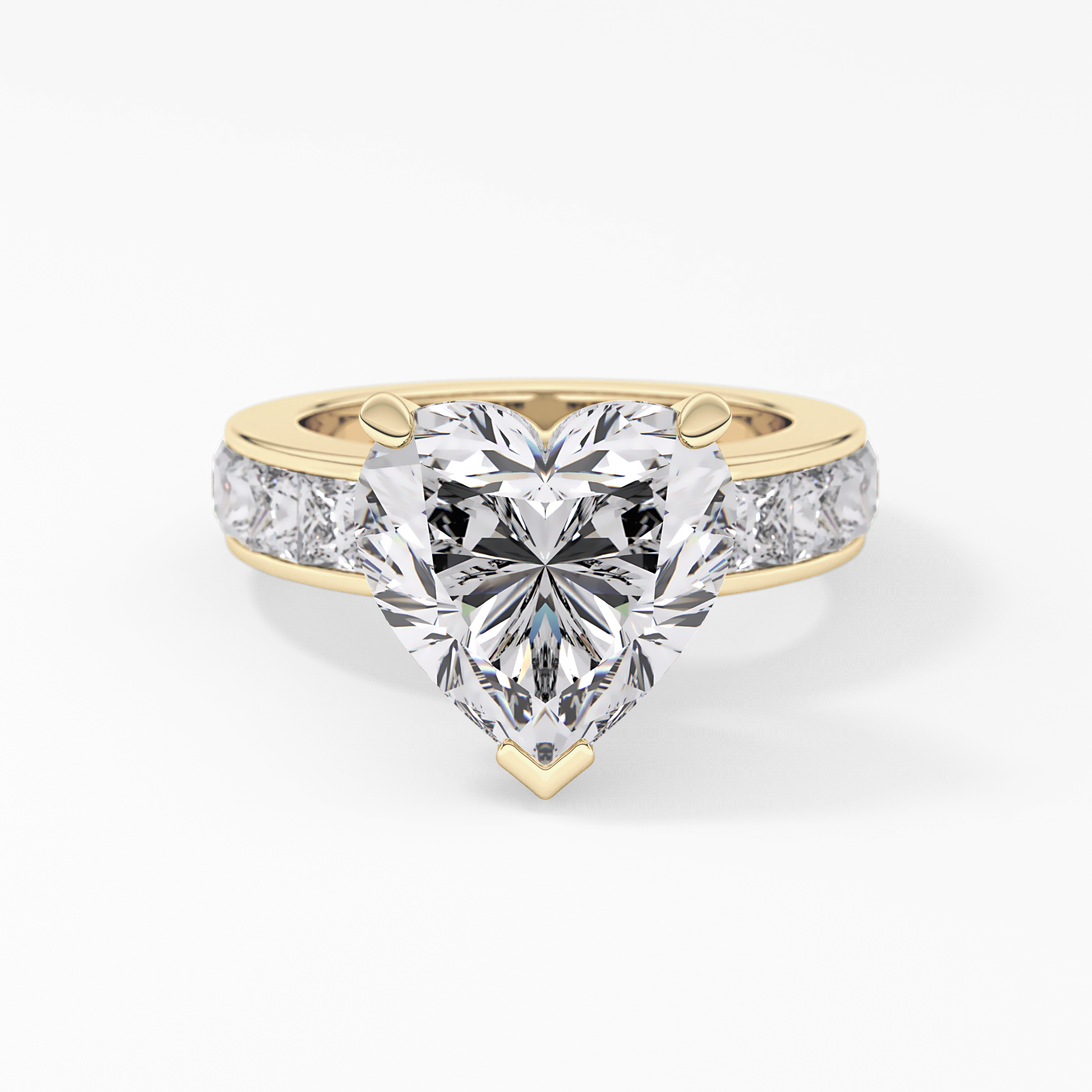 Heart Channel Pave Lab Grown Diamond Engagement Ring