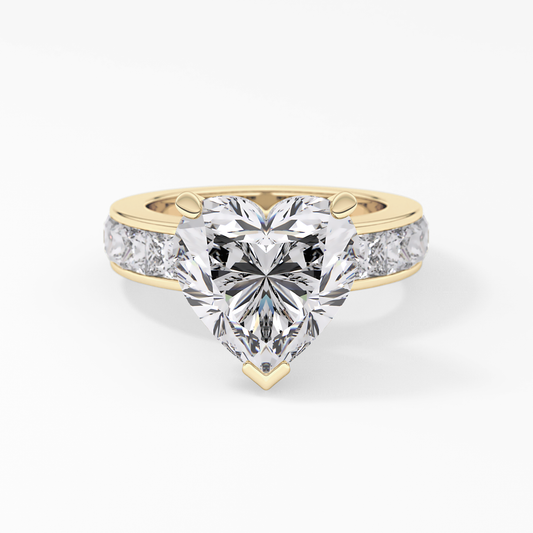 Heart Channel Pave Lab Grown Diamond Engagement Ring