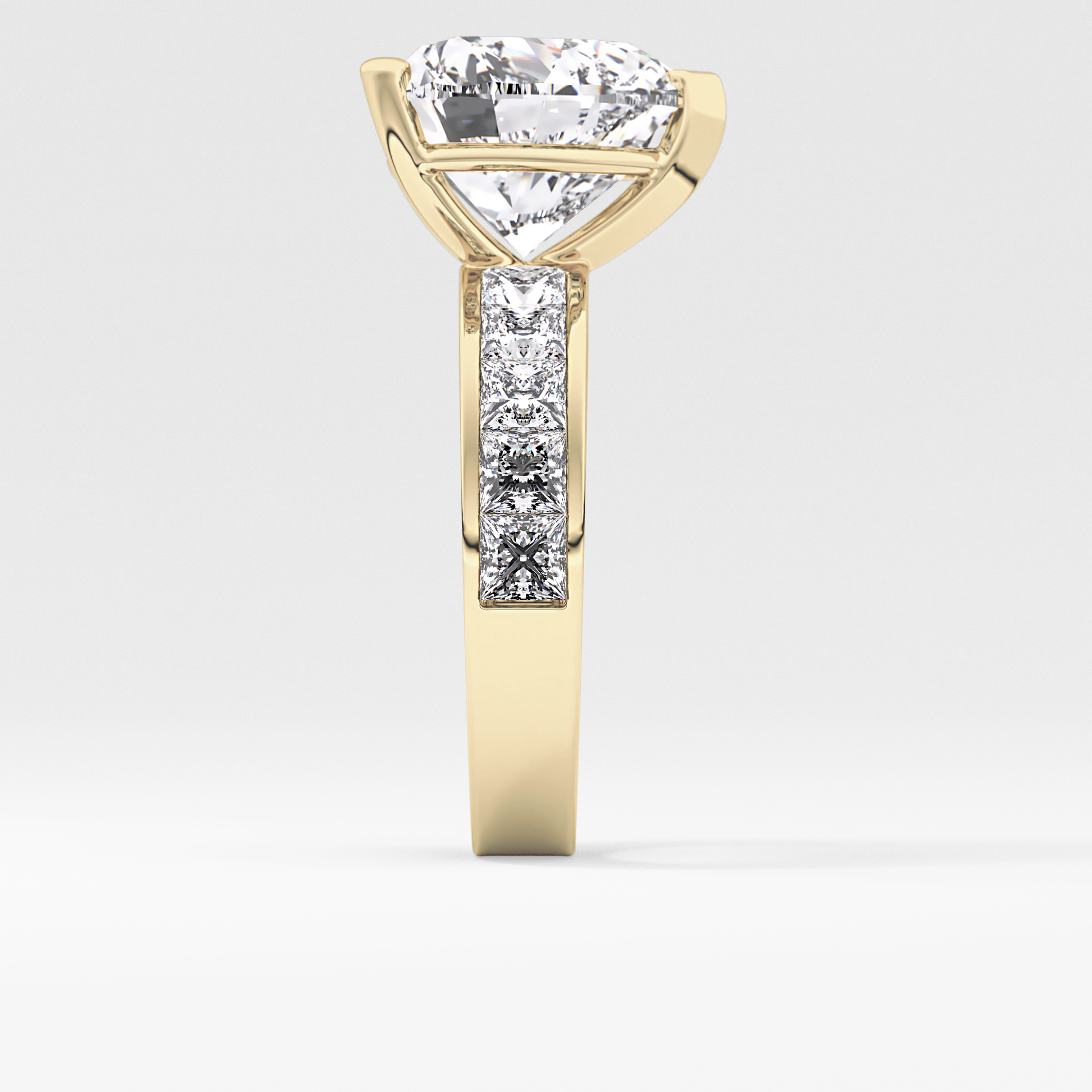 Heart Channel Pave Lab Grown Diamond Engagement Ring