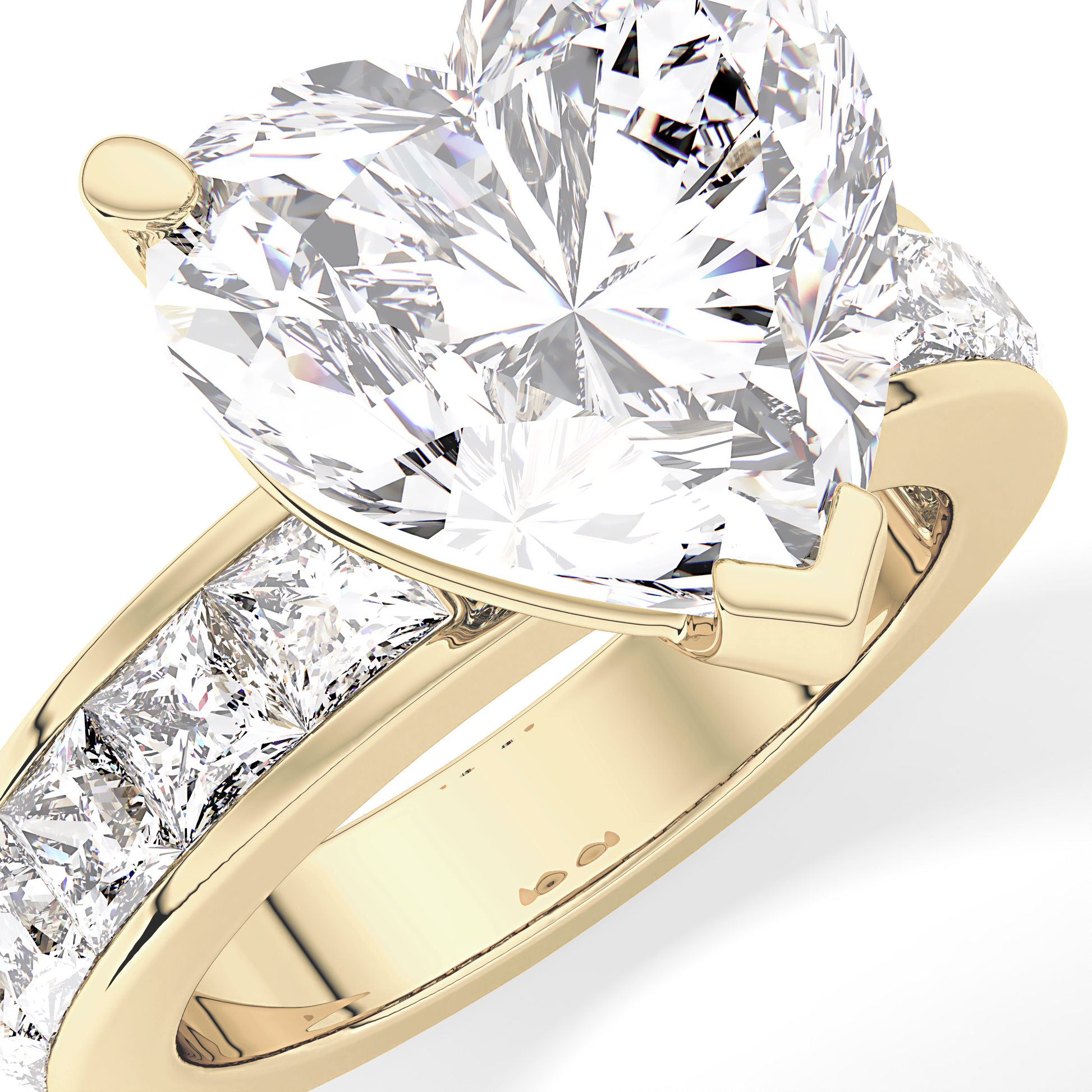 Heart Channel Pave Lab Grown Diamond Engagement Ring