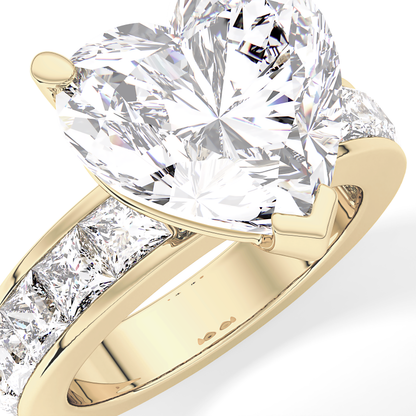 Heart Channel Pave Lab Grown Diamond Engagement Ring