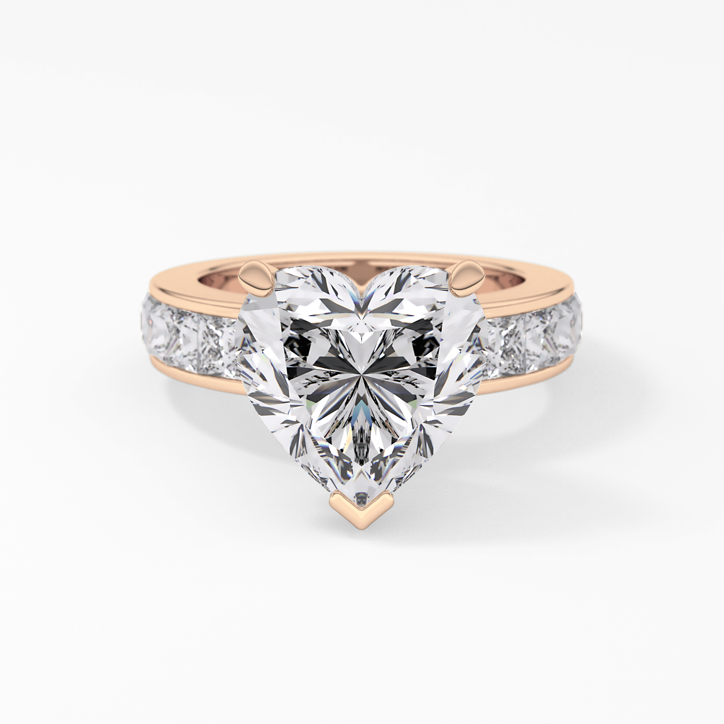 Heart Channel Pave Lab Grown Diamond Engagement Ring