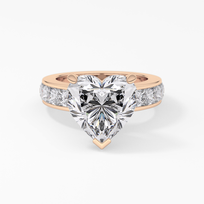 Heart Channel Pave Lab Grown Diamond Engagement Ring
