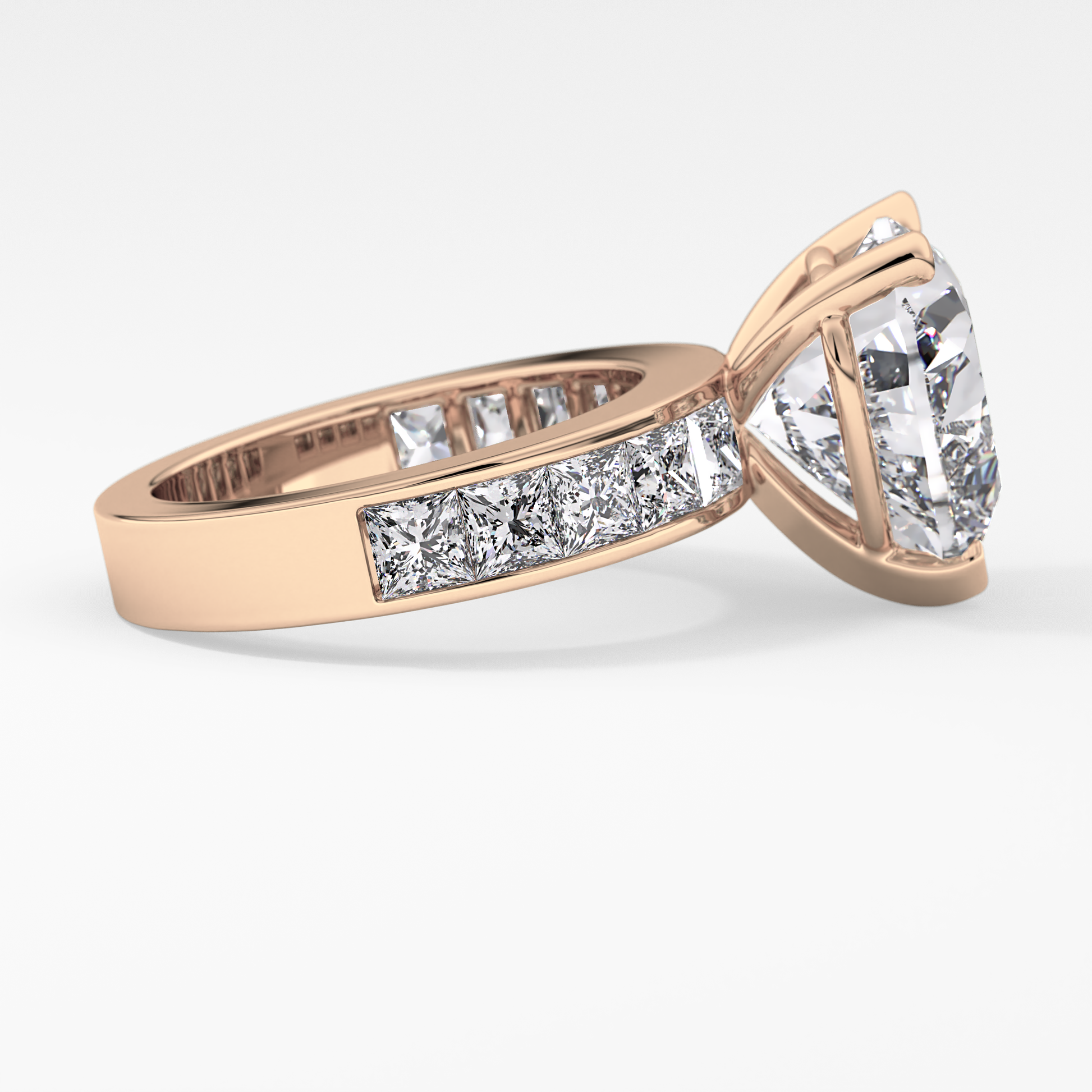 Heart Channel Pave Lab Grown Diamond Engagement Ring