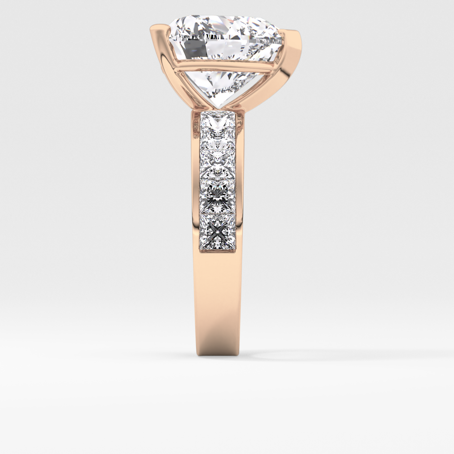 Heart Channel Pave Lab Grown Diamond Engagement Ring