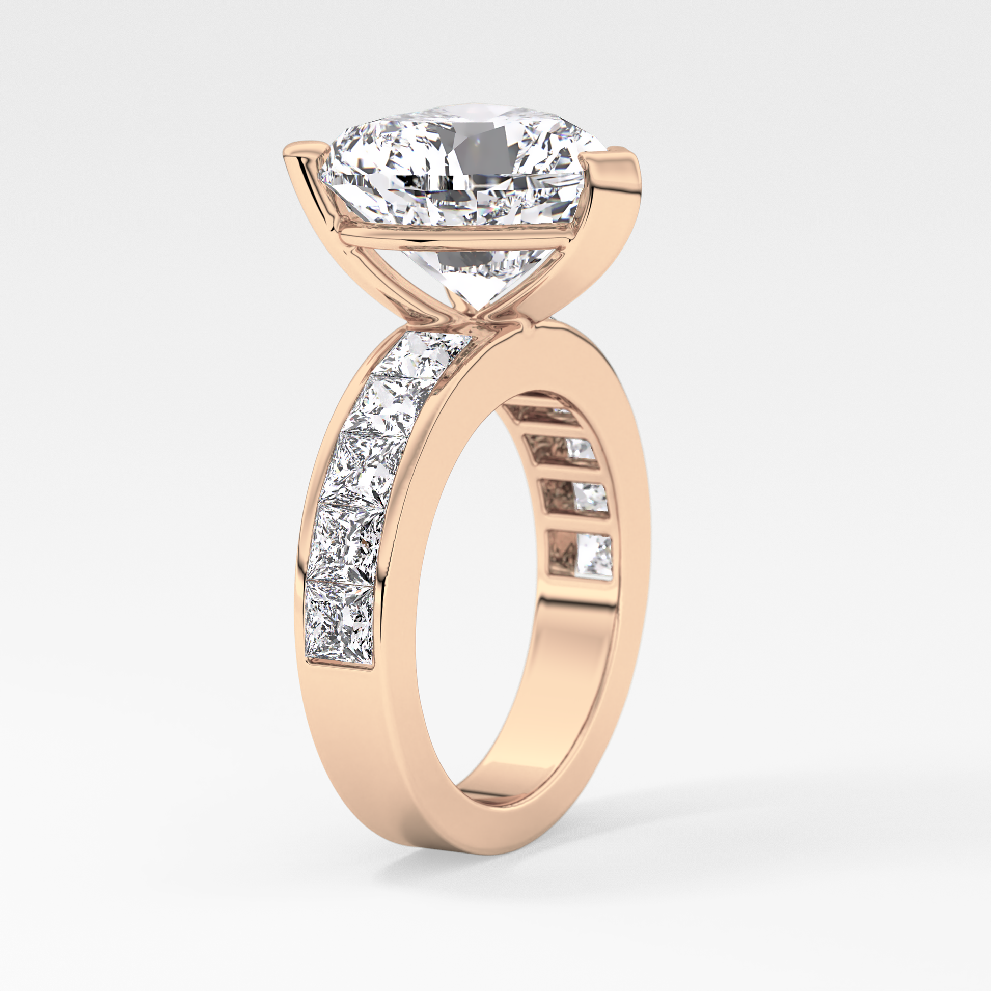 Heart Channel Pave Lab Grown Diamond Engagement Ring