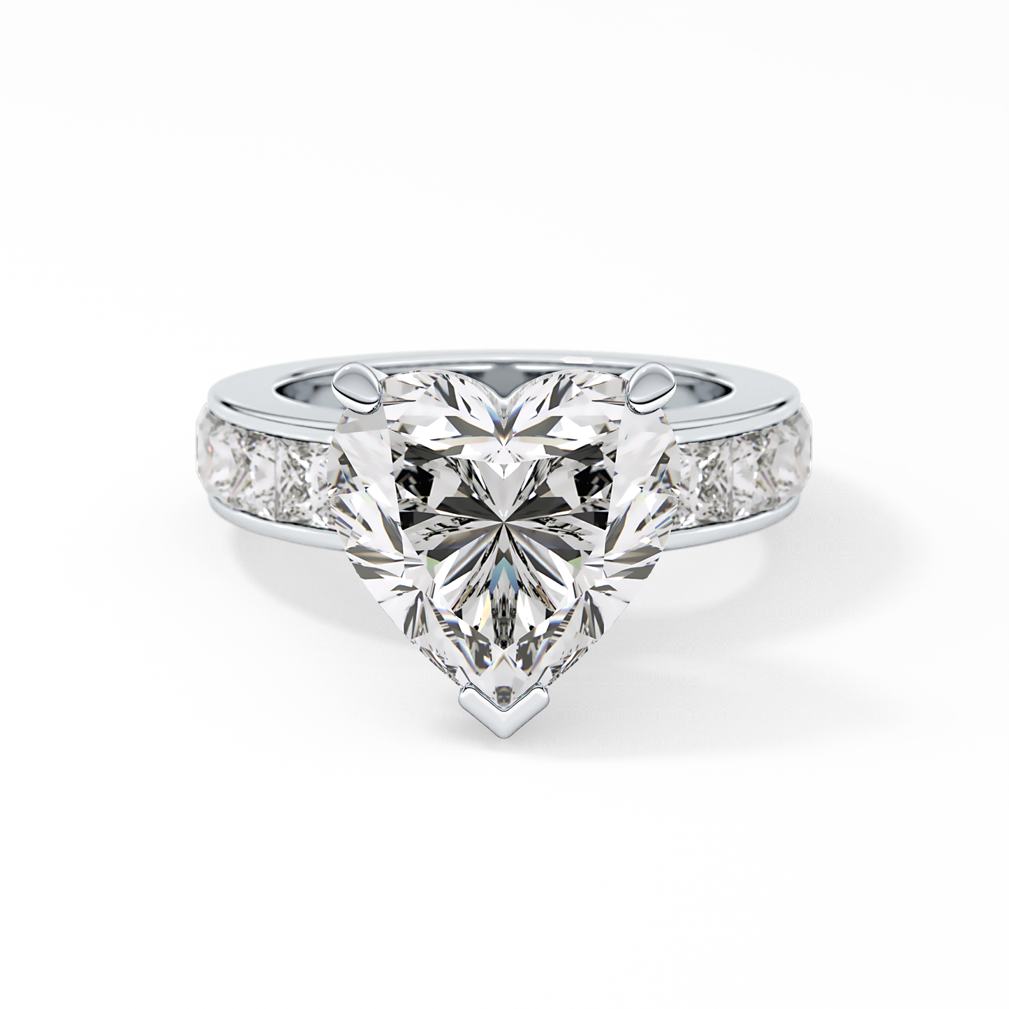 Heart Channel Pave Lab Grown Diamond Engagement Ring