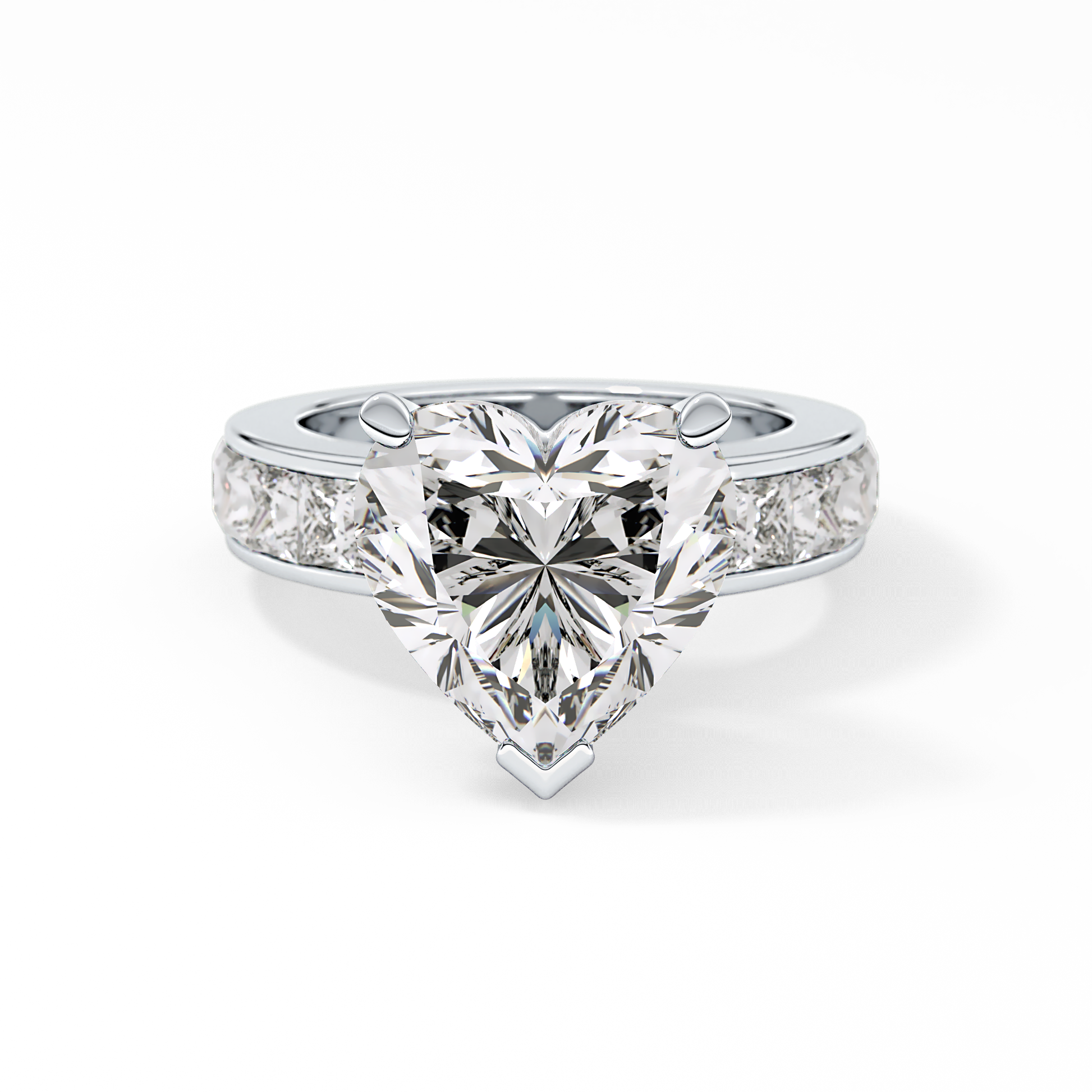 Heart Channel Pave Lab Grown Diamond Engagement Ring