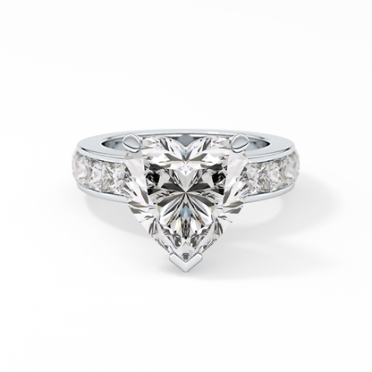 Heart Channel Pave Lab Grown Diamond Engagement Ring