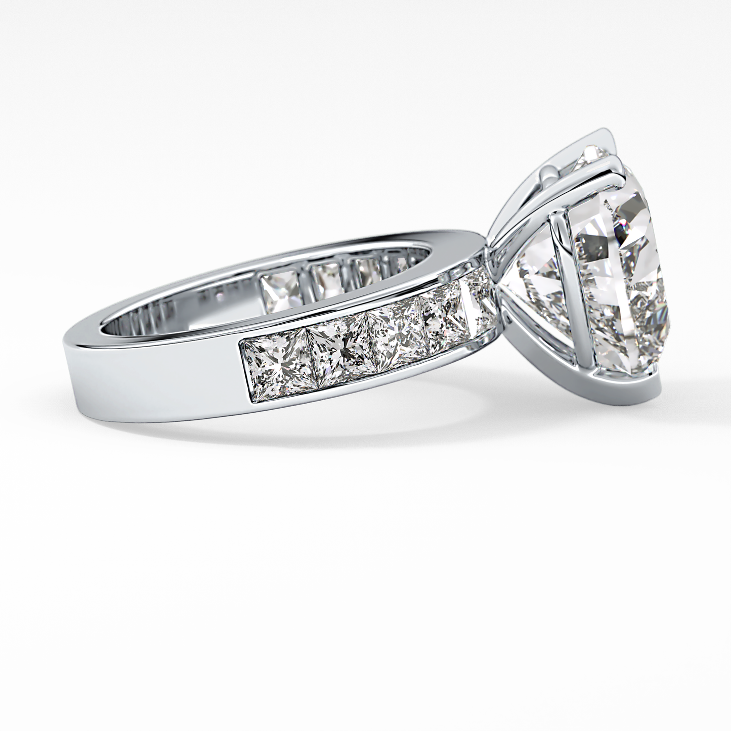 Heart Channel Pave Lab Grown Diamond Engagement Ring