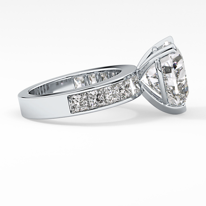Heart Channel Pave Lab Grown Diamond Engagement Ring