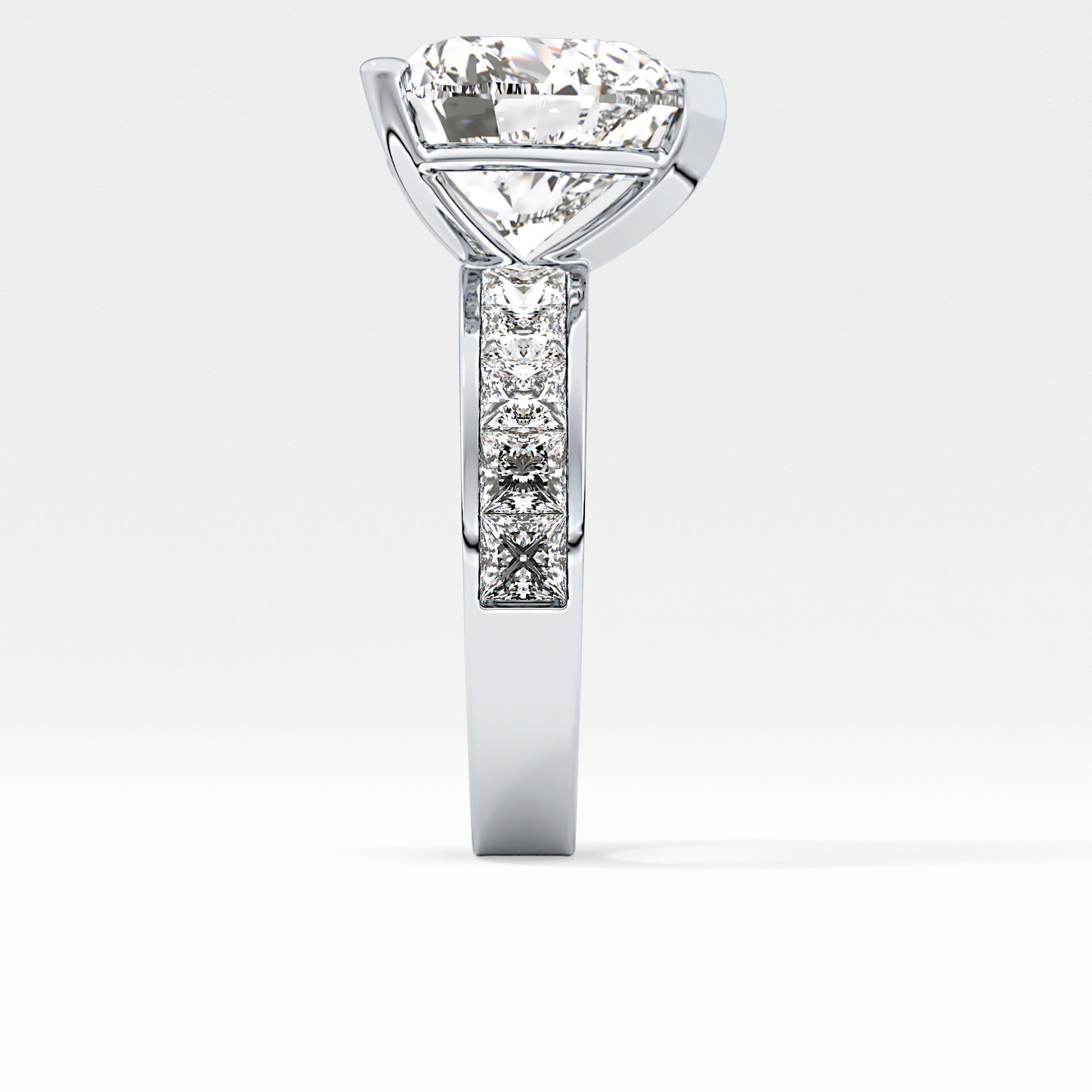 Heart Channel Pave Lab Grown Diamond Engagement Ring