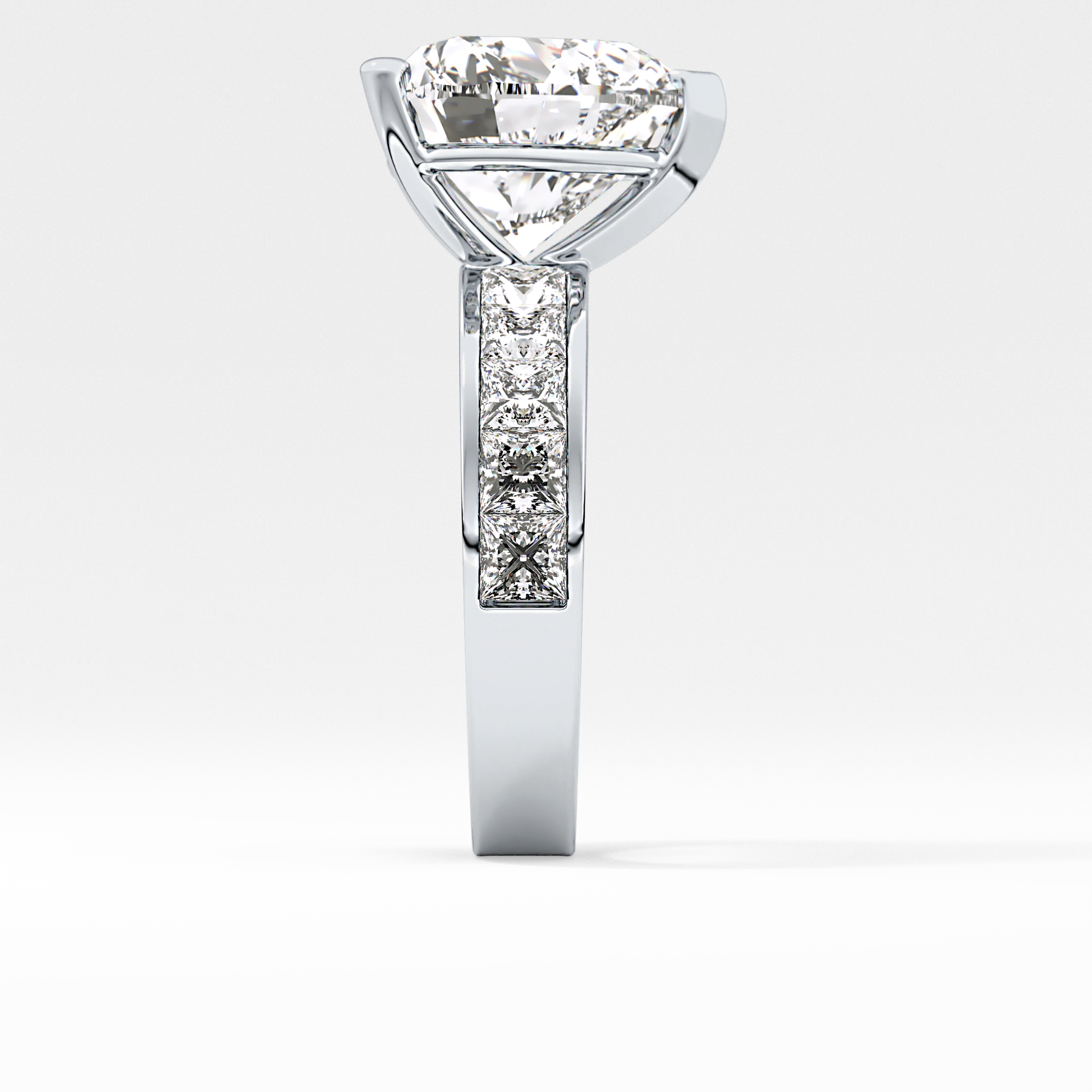 Heart Channel Pave Lab Grown Diamond Engagement Ring