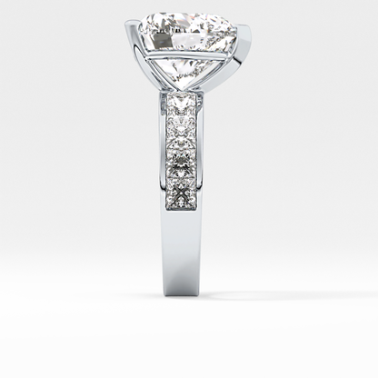 Heart Channel Pave Lab Grown Diamond Engagement Ring