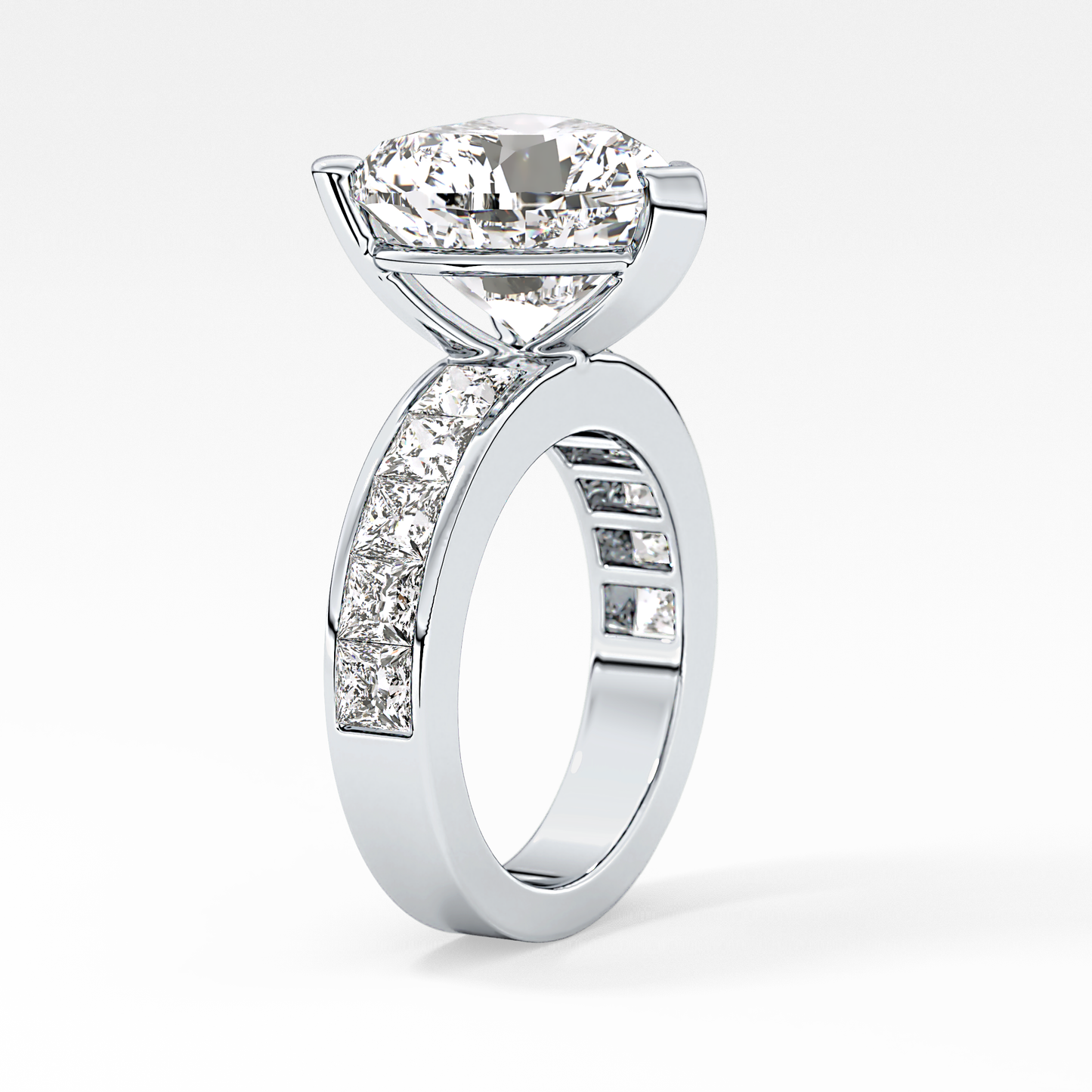 Heart Channel Pave Lab Grown Diamond Engagement Ring