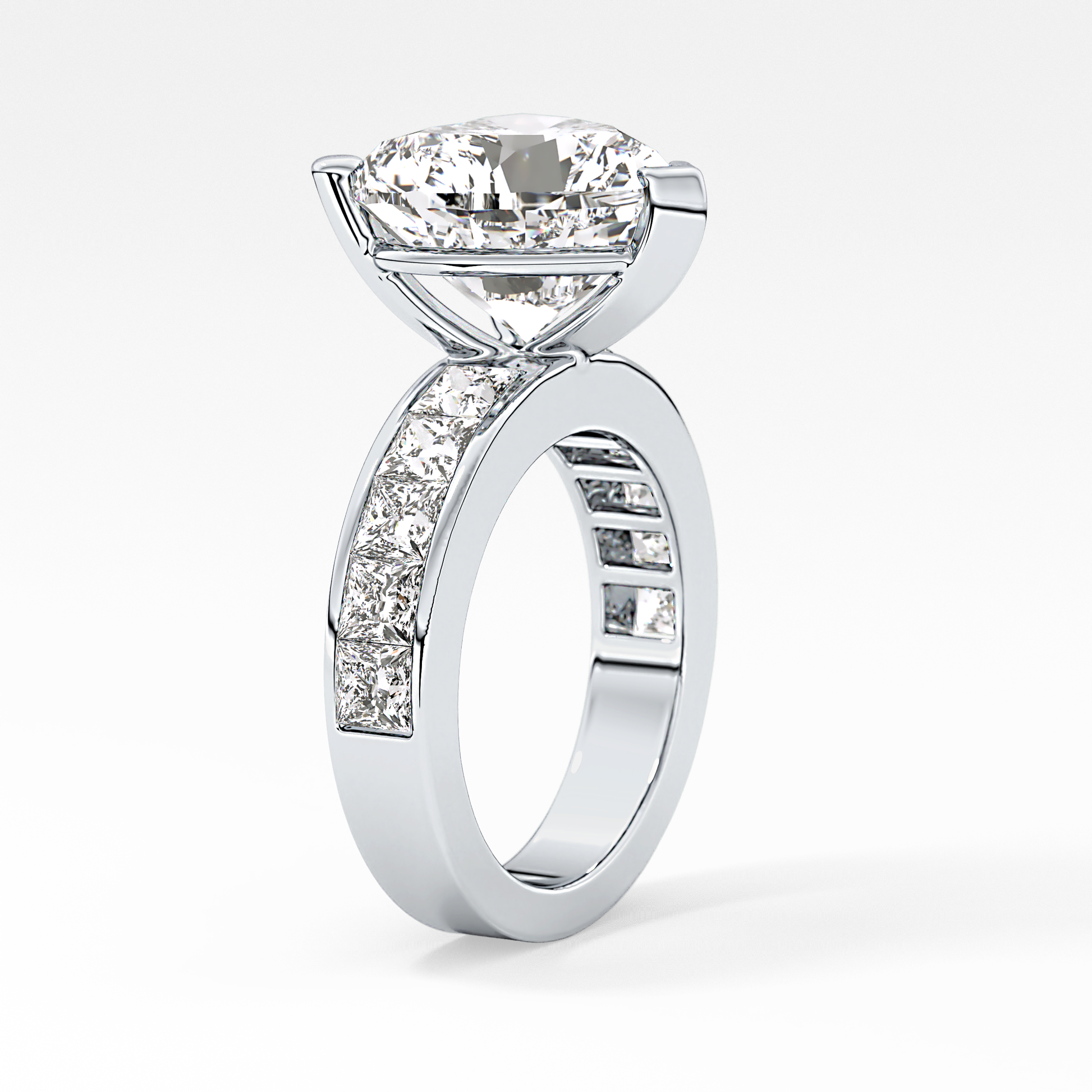 Heart Channel Pave Lab Grown Diamond Engagement Ring