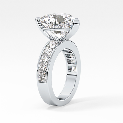 Heart Channel Pave Lab Grown Diamond Engagement Ring
