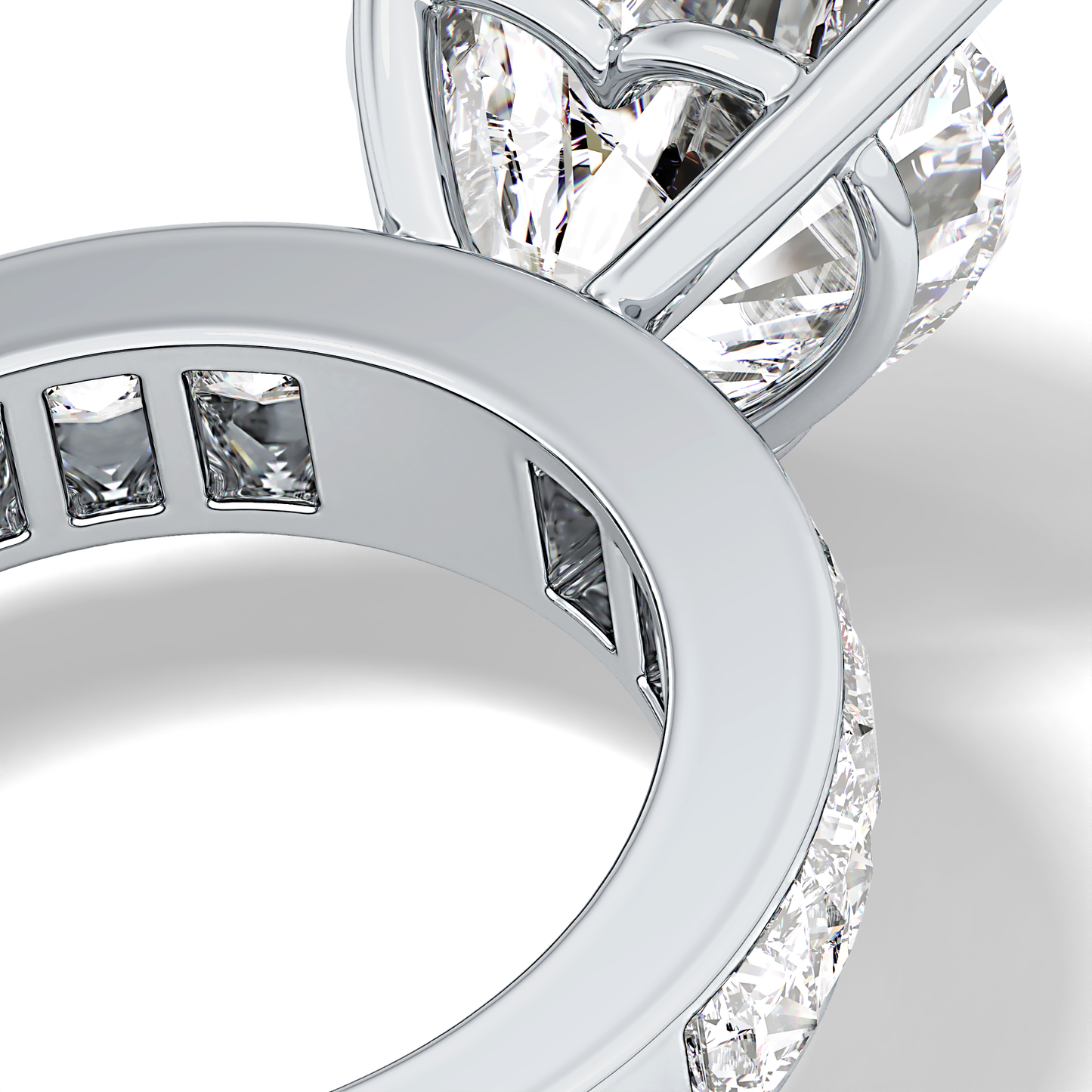 Heart Channel Pave Lab Grown Diamond Engagement Ring