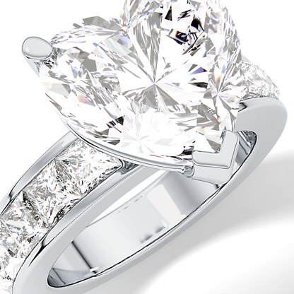 Heart Channel Pave Lab Grown Diamond Engagement Ring