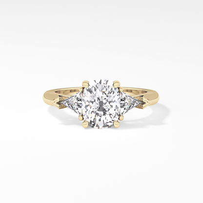 Cushion Three Stone Lab Grown Diamond Engagement Ring