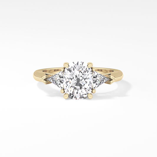 Cushion Three Stone Lab Grown Diamond Engagement Ring