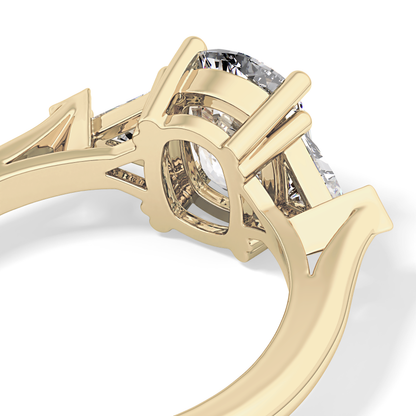 Cushion Three Stone Lab Grown Diamond Engagement Ring