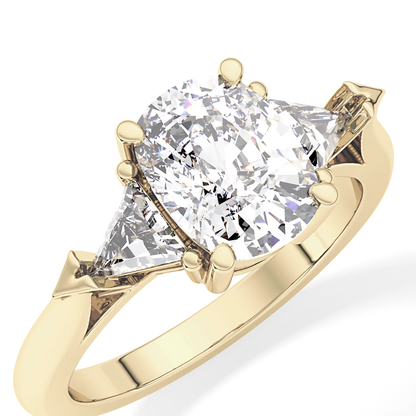 Cushion Three Stone Lab Grown Diamond Engagement Ring