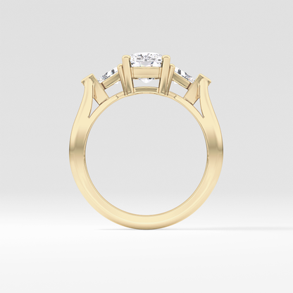 Cushion Three Stone Lab Grown Diamond Engagement Ring