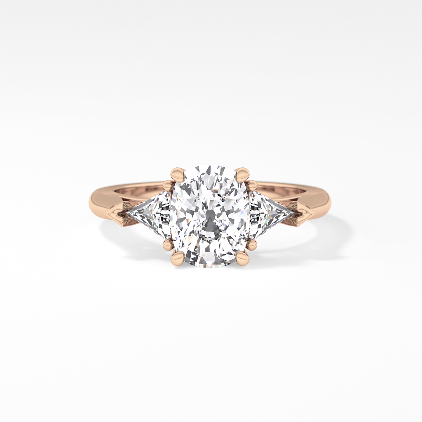 Cushion Three Stone Lab Grown Diamond Engagement Ring