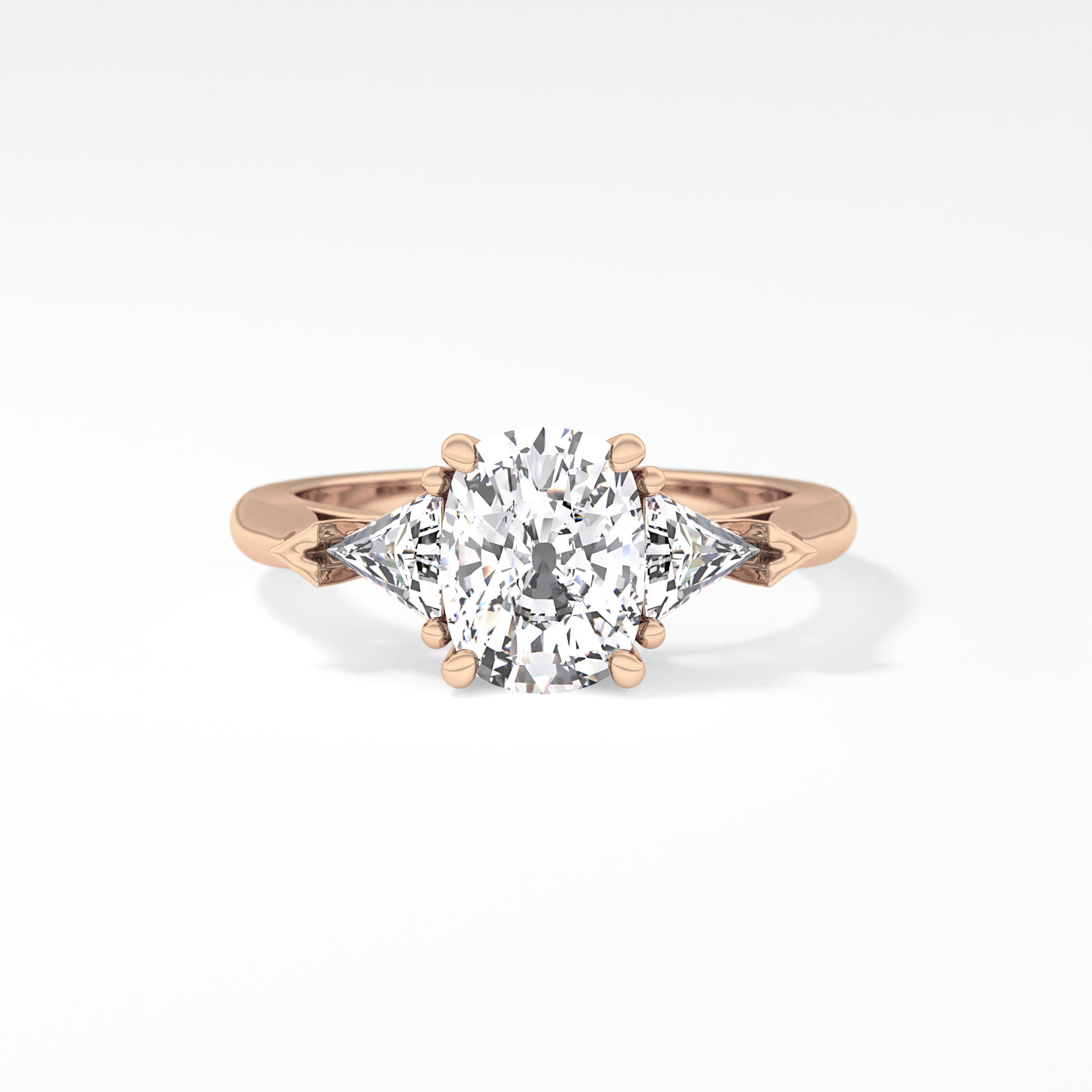 Cushion Three Stone Lab Grown Diamond Engagement Ring