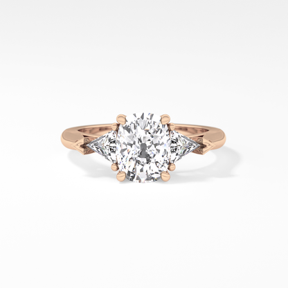 Cushion Three Stone Lab Grown Diamond Engagement Ring
