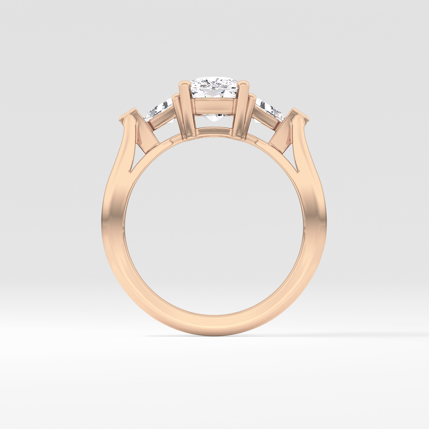 Cushion Three Stone Lab Grown Diamond Engagement Ring