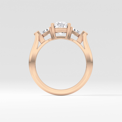 Cushion Three Stone Lab Grown Diamond Engagement Ring