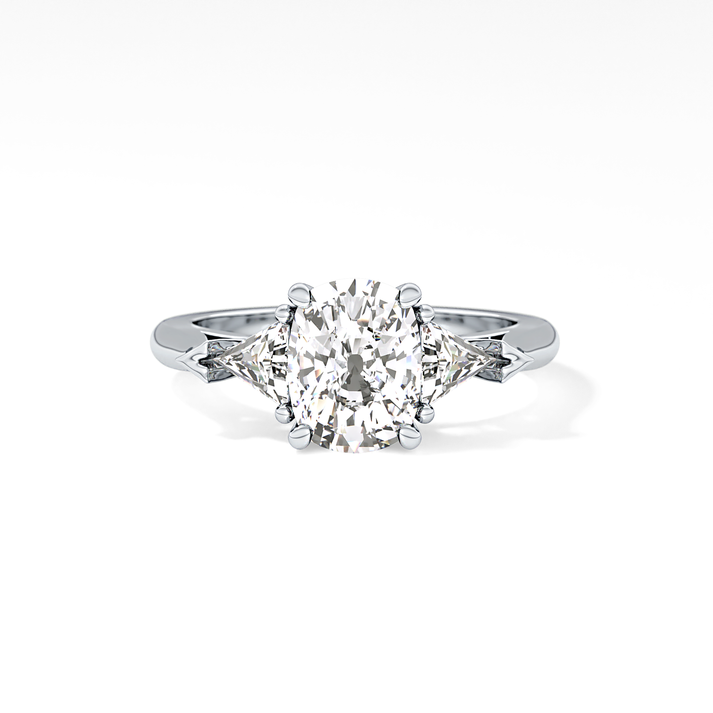 Cushion Three Stone Lab Grown Diamond Engagement Ring