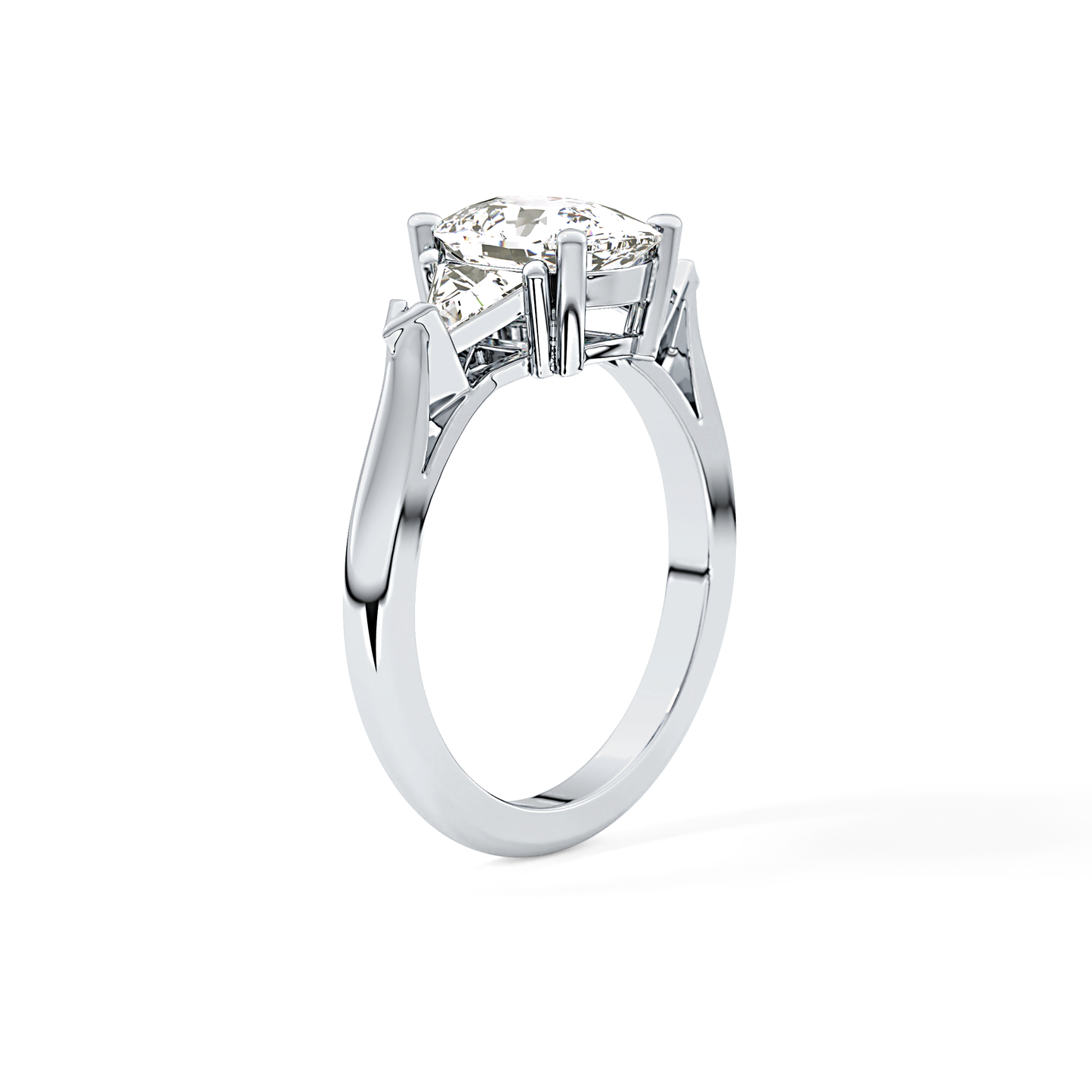 Cushion Three Stone Lab Grown Diamond Engagement Ring