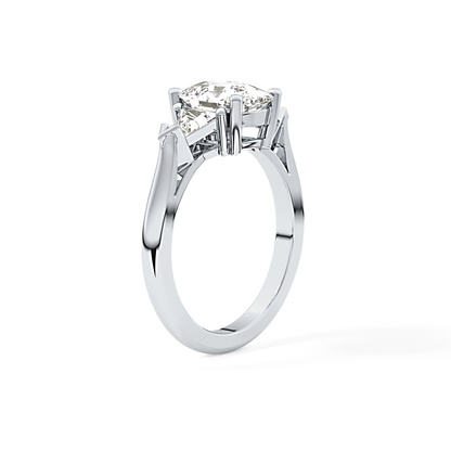 Cushion Three Stone Lab Grown Diamond Engagement Ring