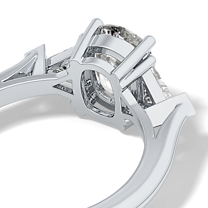 Cushion Three Stone Lab Grown Diamond Engagement Ring