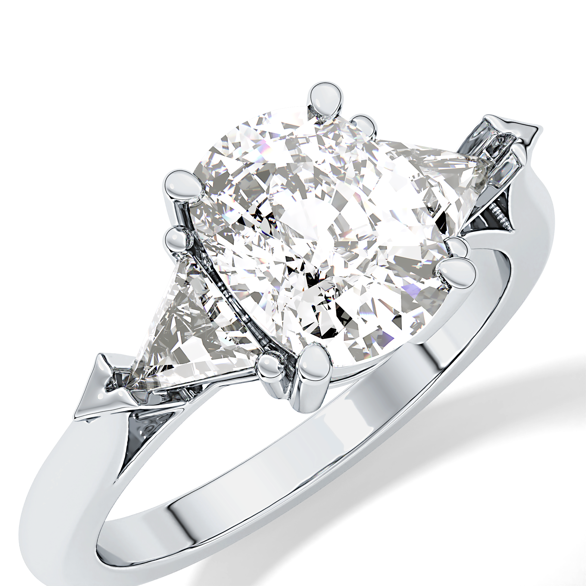 Cushion Three Stone Lab Grown Diamond Engagement Ring