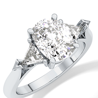 Cushion Three Stone Lab Grown Diamond Engagement Ring