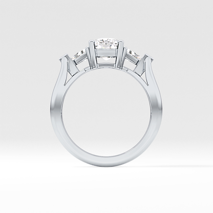 Cushion Three Stone Lab Grown Diamond Engagement Ring