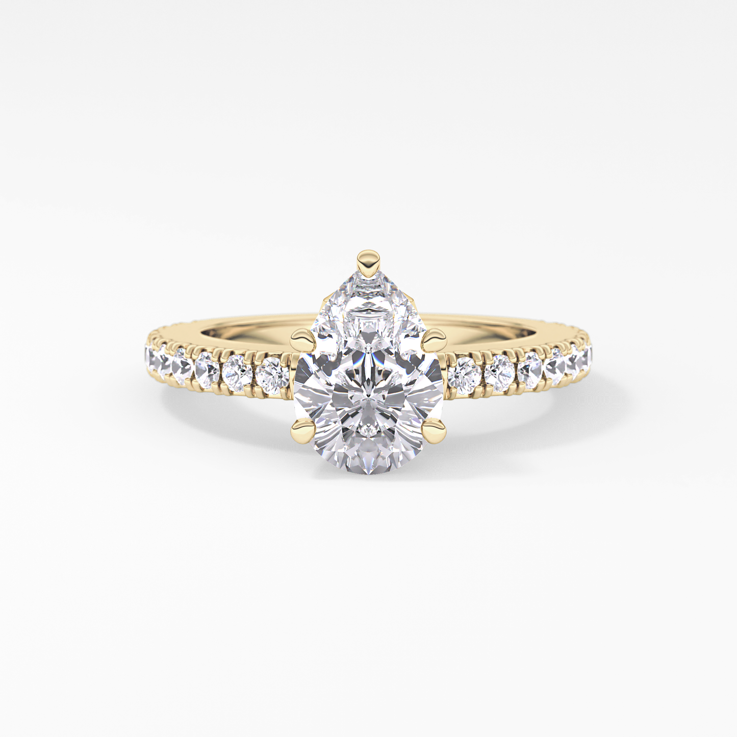 Pear Pave Lab Grown Diamond Engagement Ring