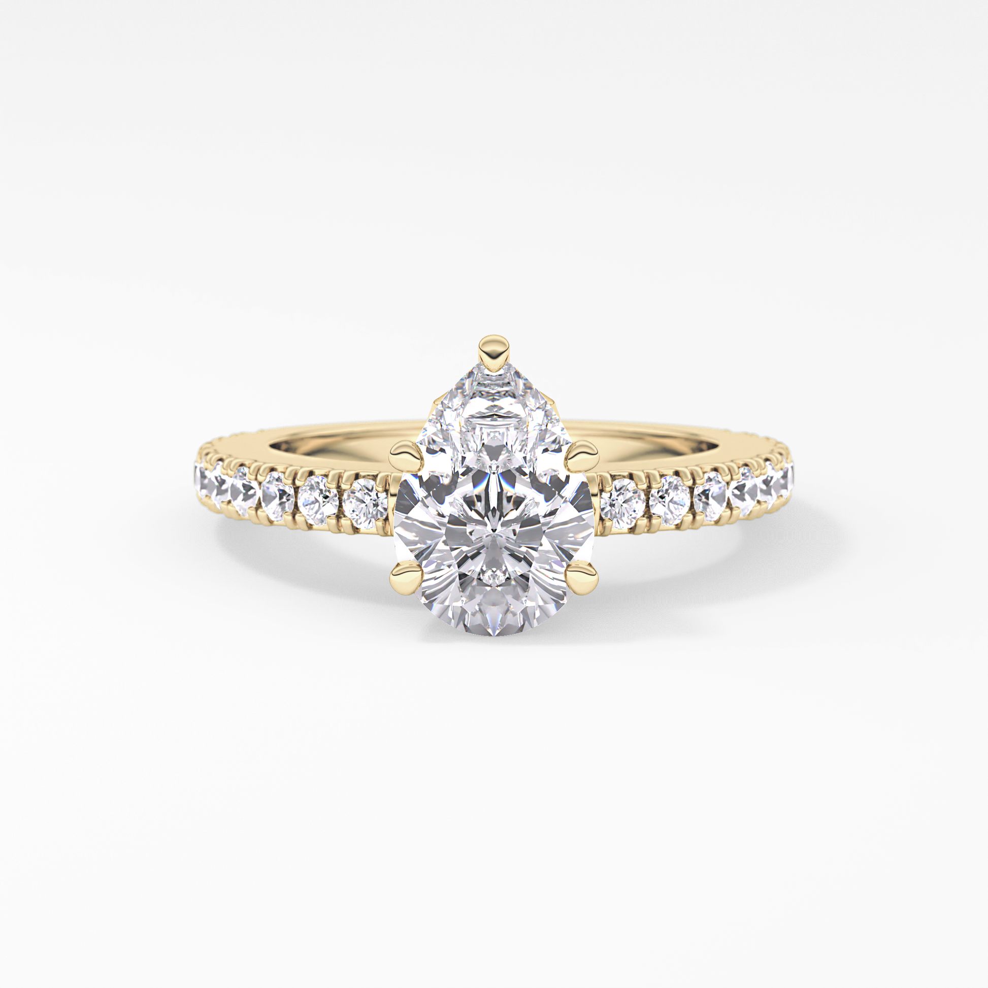 Pear Pave Lab Grown Diamond Engagement Ring