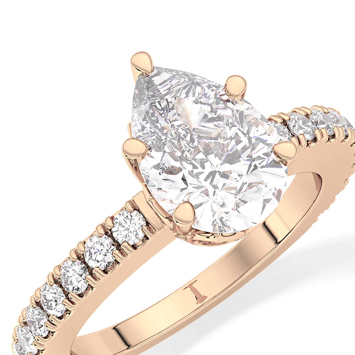 Pear Pave Lab Grown Diamond Engagement Ring