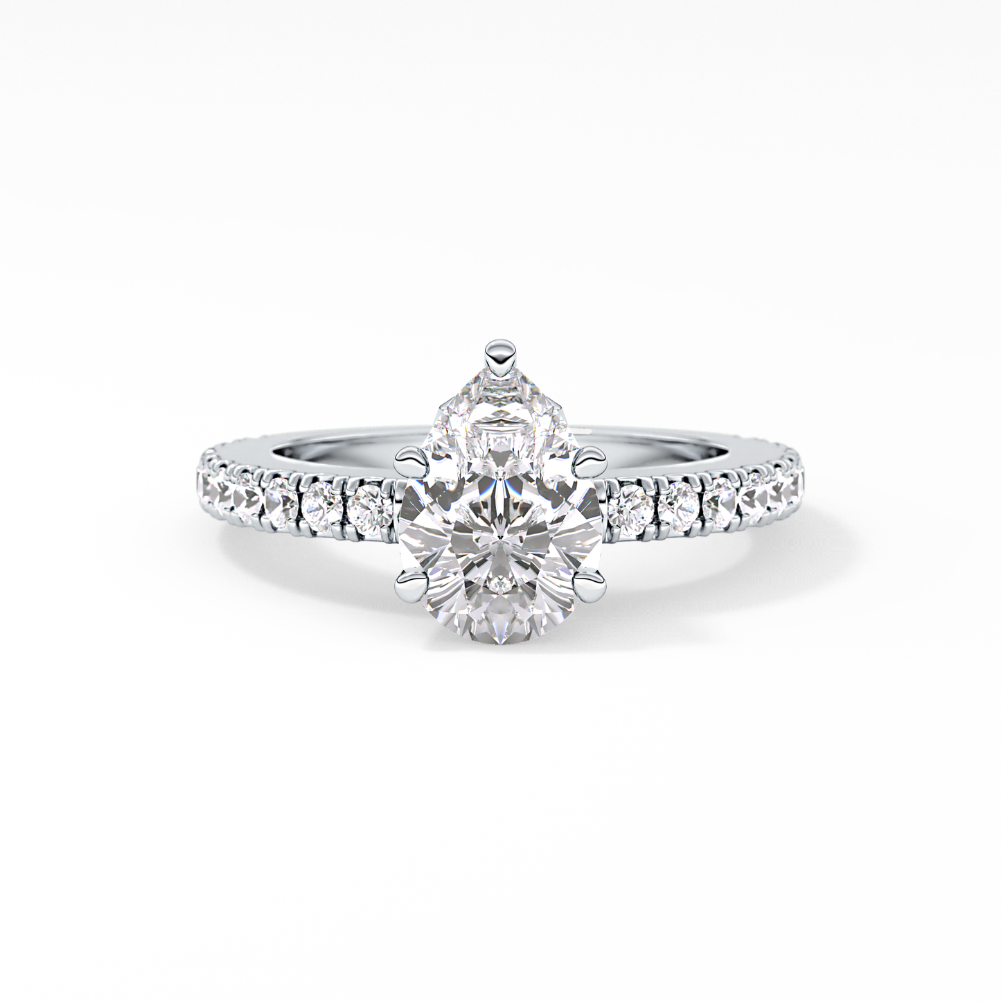 Pear Pave Lab Grown Diamond Engagement Ring