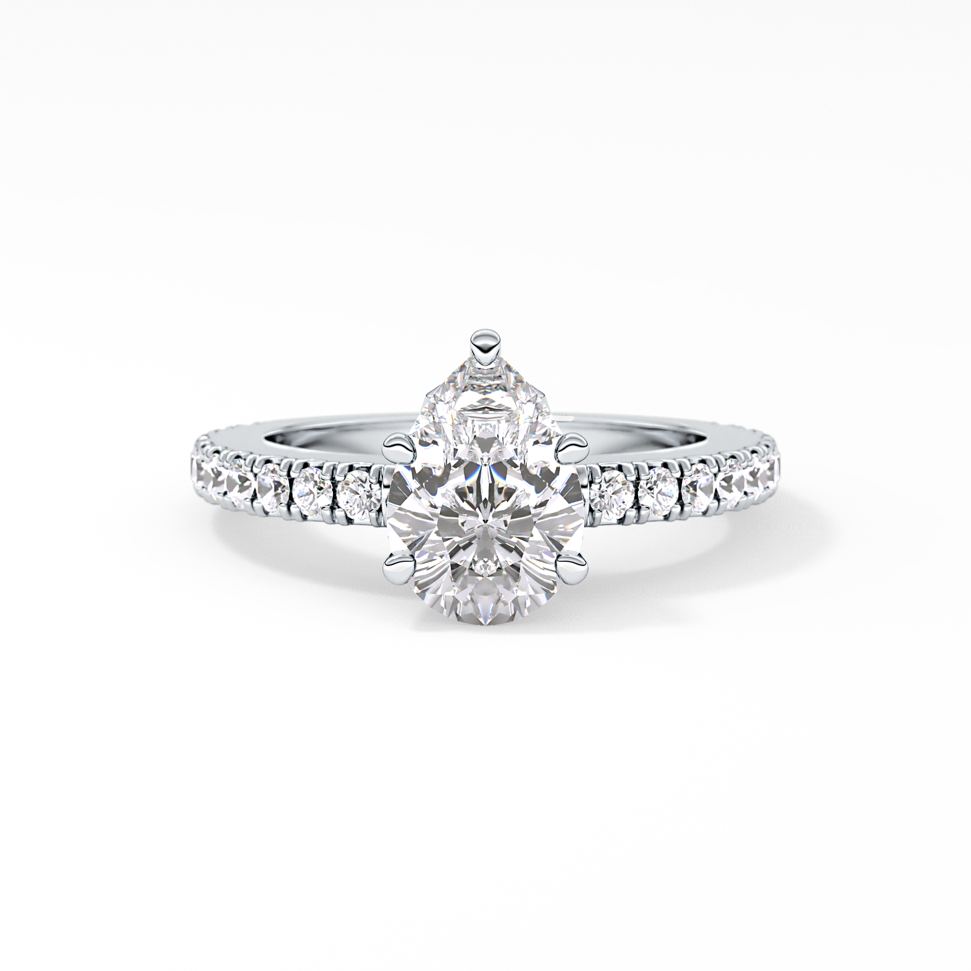 Pear Pave Lab Grown Diamond Engagement Ring