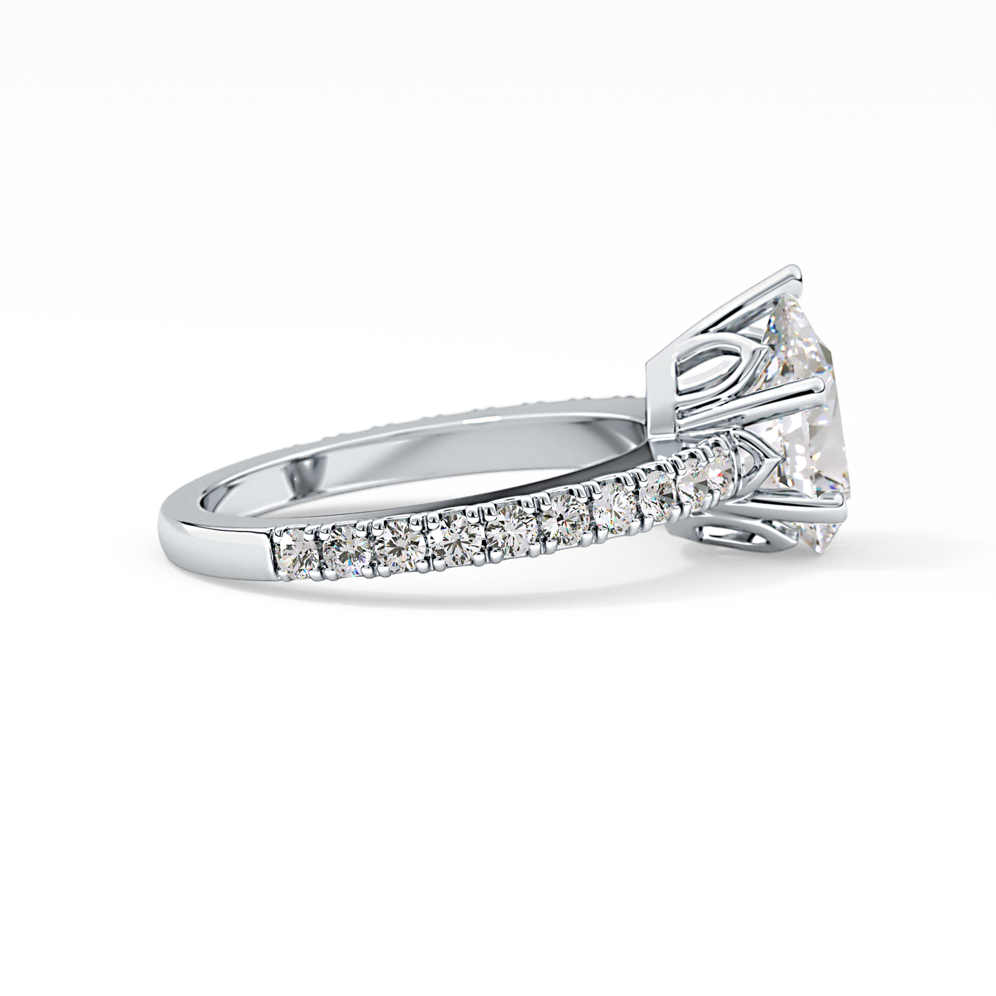 Pear Pave Lab Grown Diamond Engagement Ring
